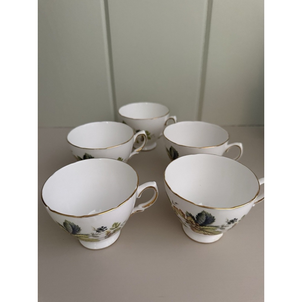5 Vintage royal vale bone china tea cups Autumn Leaf Design